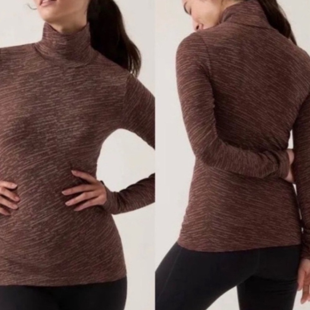 Athleta Women's Flurry Blizzard Seamless Turtleneck NWT XS Brown Black